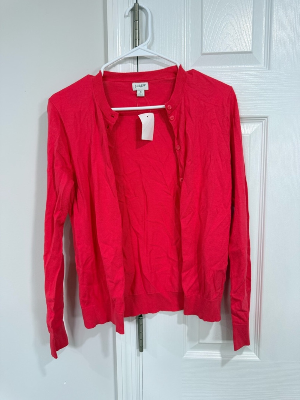 J. Crew Bright Coral Pink Lightweight Button Cardigan